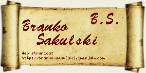 Branko Sakulski vizit kartica